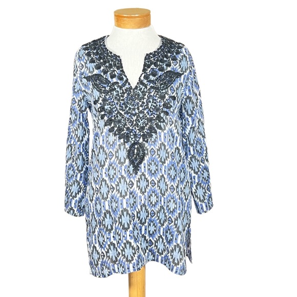 Roberta Roller Rabbit Ikat Tunic With Embroidery & Beaded Accents XS To … - Picture 10 of 11
